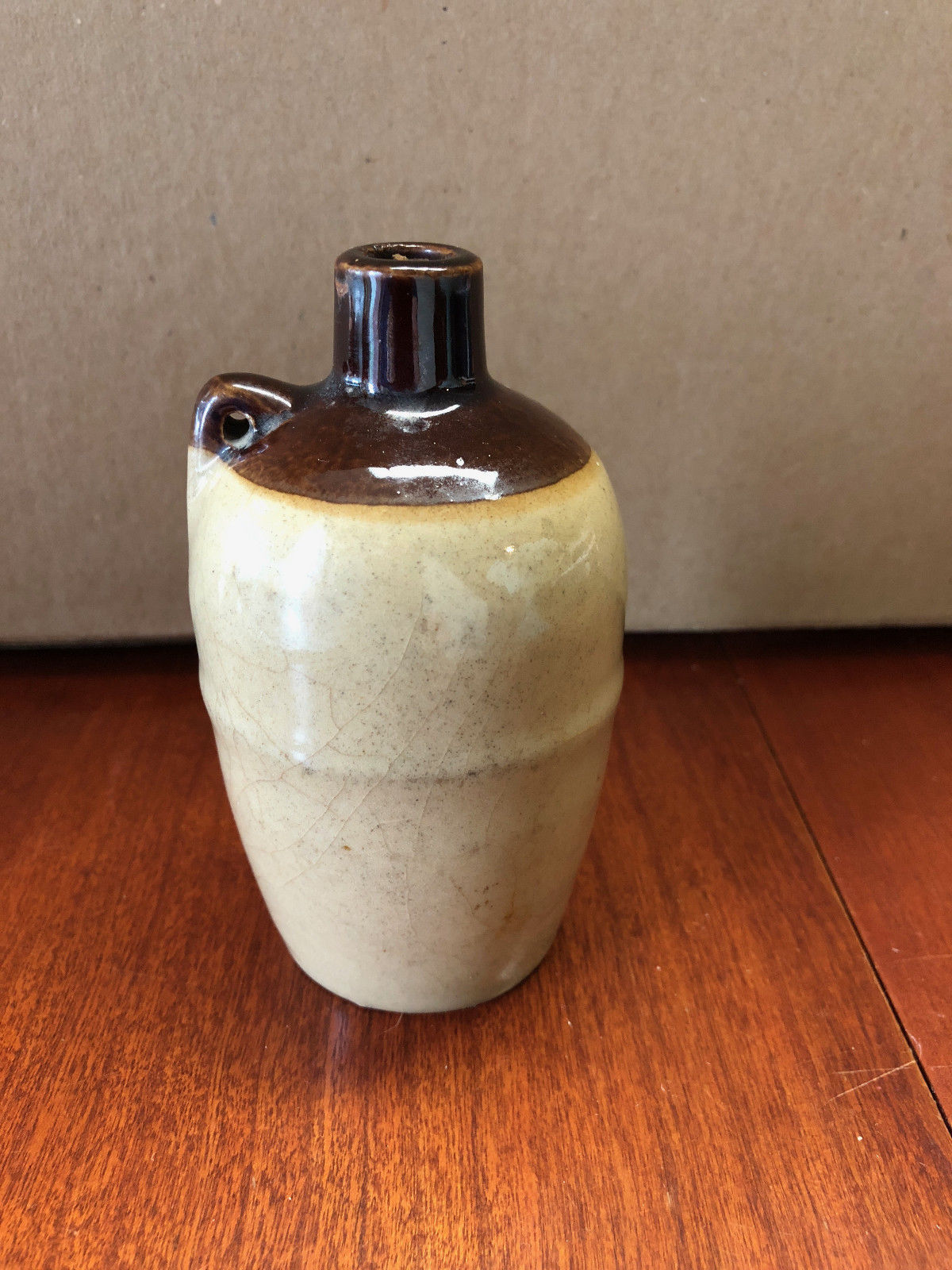 Vintage Little Brown Jug Empty Moonshine/Whiskey Jug Stoneware with Brown Top Antique