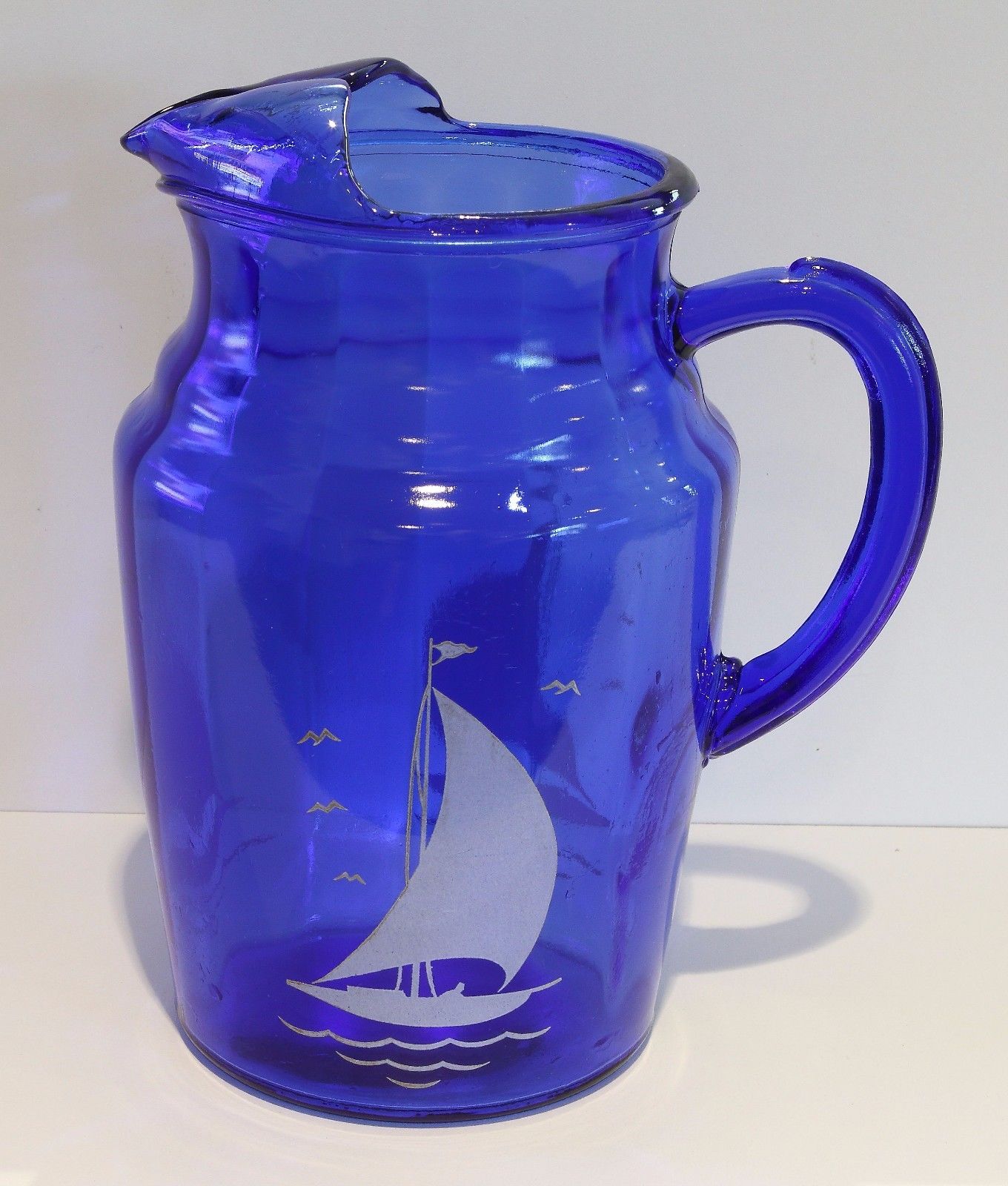 blue sailboat depression glass