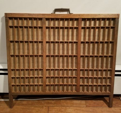 Vintage Antique Wooden Type Setter Letter Press Printers Cabinet