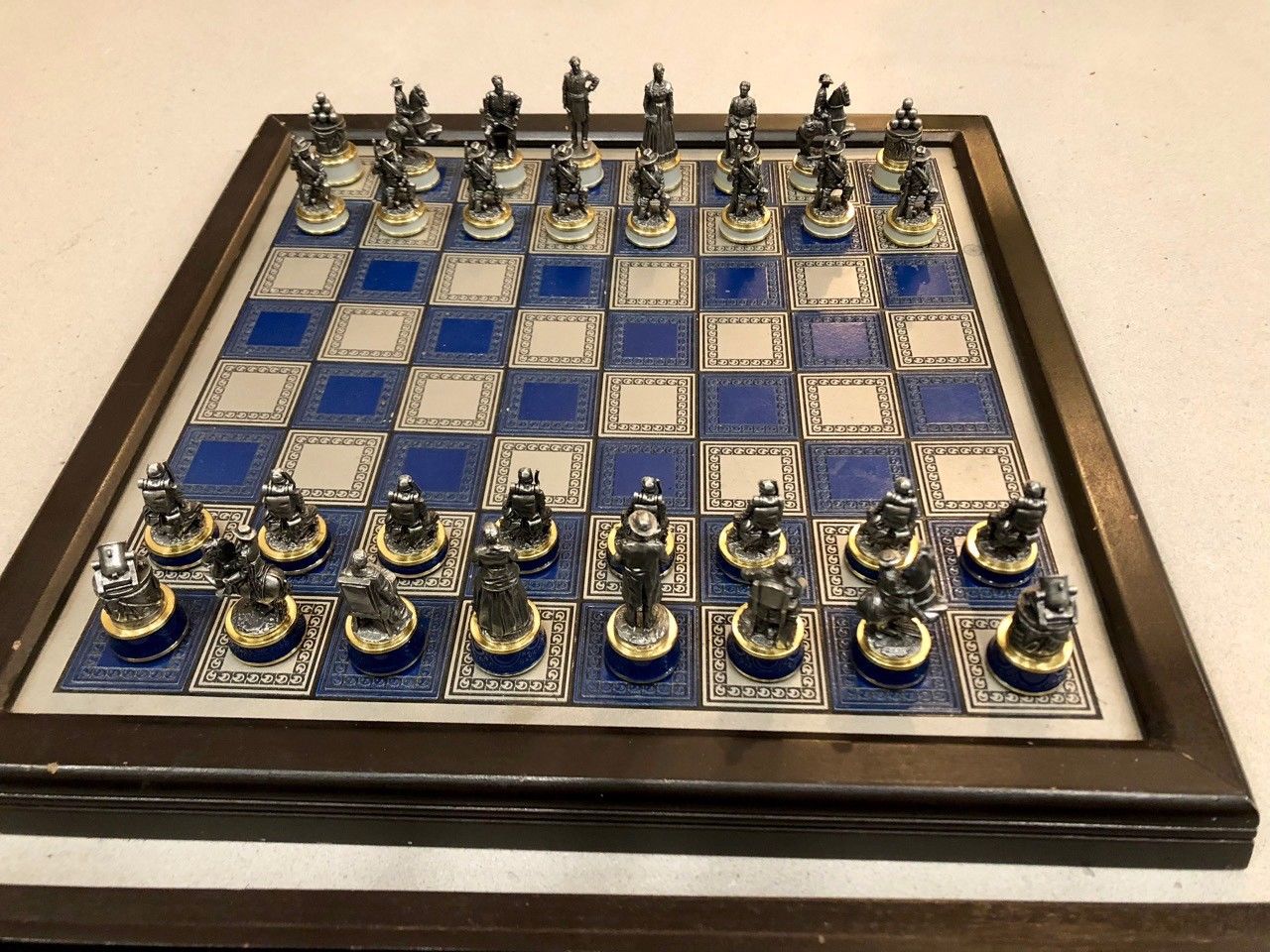 Franklin Mint Civil War Chess Set - no reserve - pewter - complete set ...