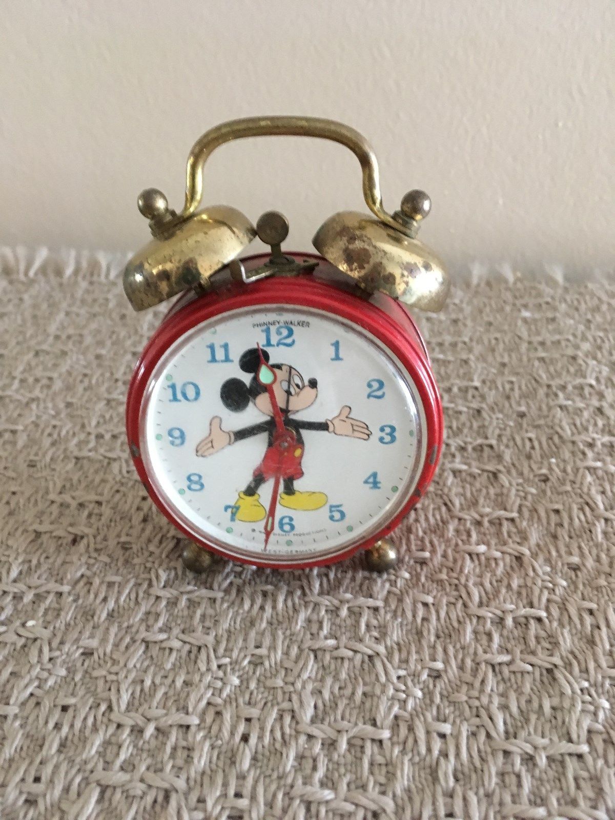 Vintage Mickey Mouse Bell Alarm Clock Phinney Walker Needs Work