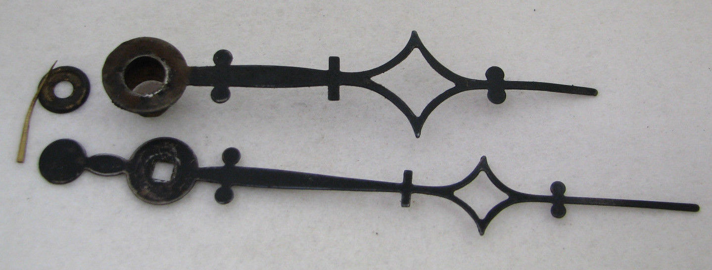 ANTIQUE WOODEN WORKS WEIGHT DRIVEN CLOCK HANDS SET FOR PARTS REPAIR