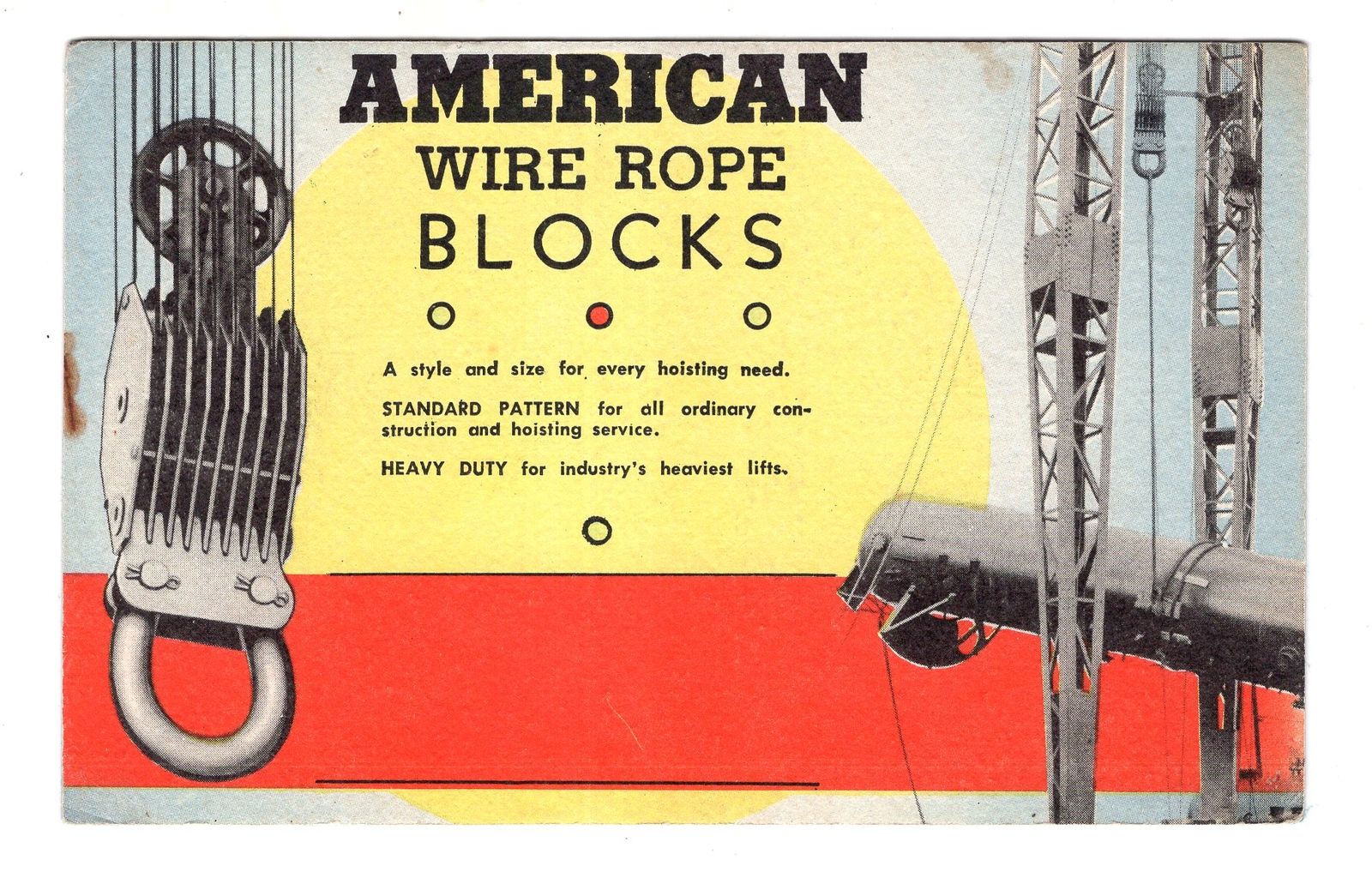 Vintage Ink Blotter Adv. American Wire Rope Blocks Construction Heavy ...