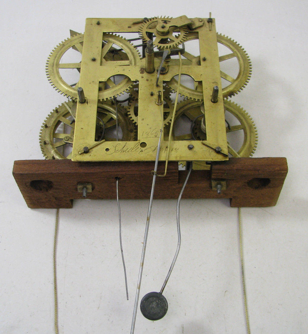 ANTIQUE SMITH GOODRICH OG WEIGHT DRIVEN CLOCK MOVEMENT PARTS REPAIR