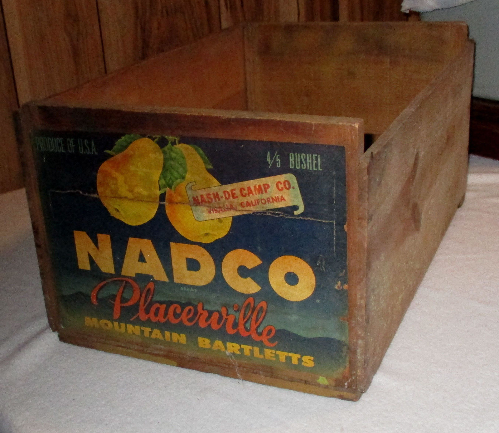 Antique Vintage Wood Wooden Fruit Box CratePears (MOUNTAIN BARTLETTS