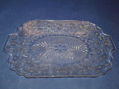 Vtg Clear Depression Glass Pineapple Floral Pattern Serving Plate Antique Price Guide Details Page