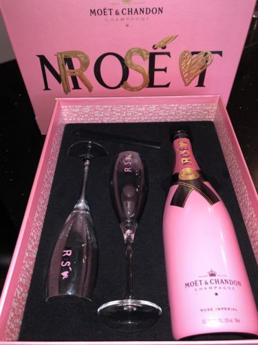 MoËt Chandon RosÉ Pink Bottle Gl Champagne Flutes Gift