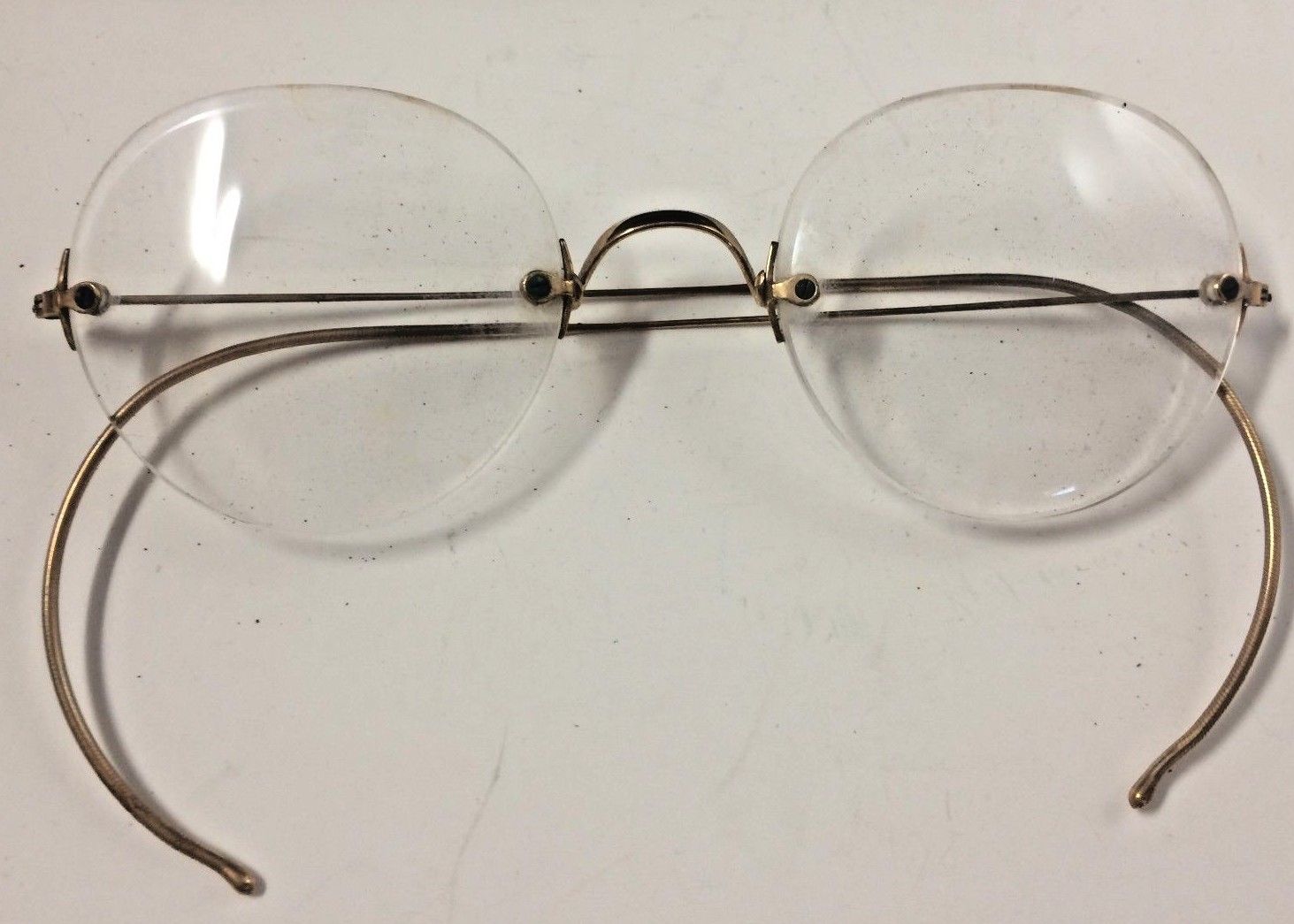 Antique 14k Gold Vintage Metal Oval Muller Wire Frame Glasses