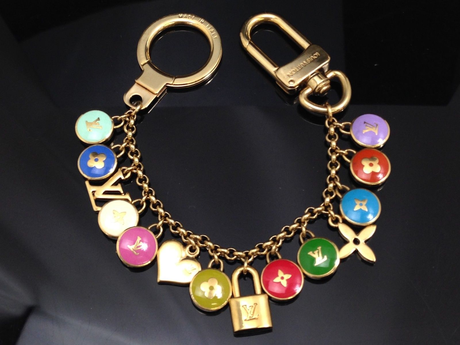 Auth LOUIS VUITTON Multi Color Key Holder Charm Vintage 8A310190# -- Antique Price Guide Details ...