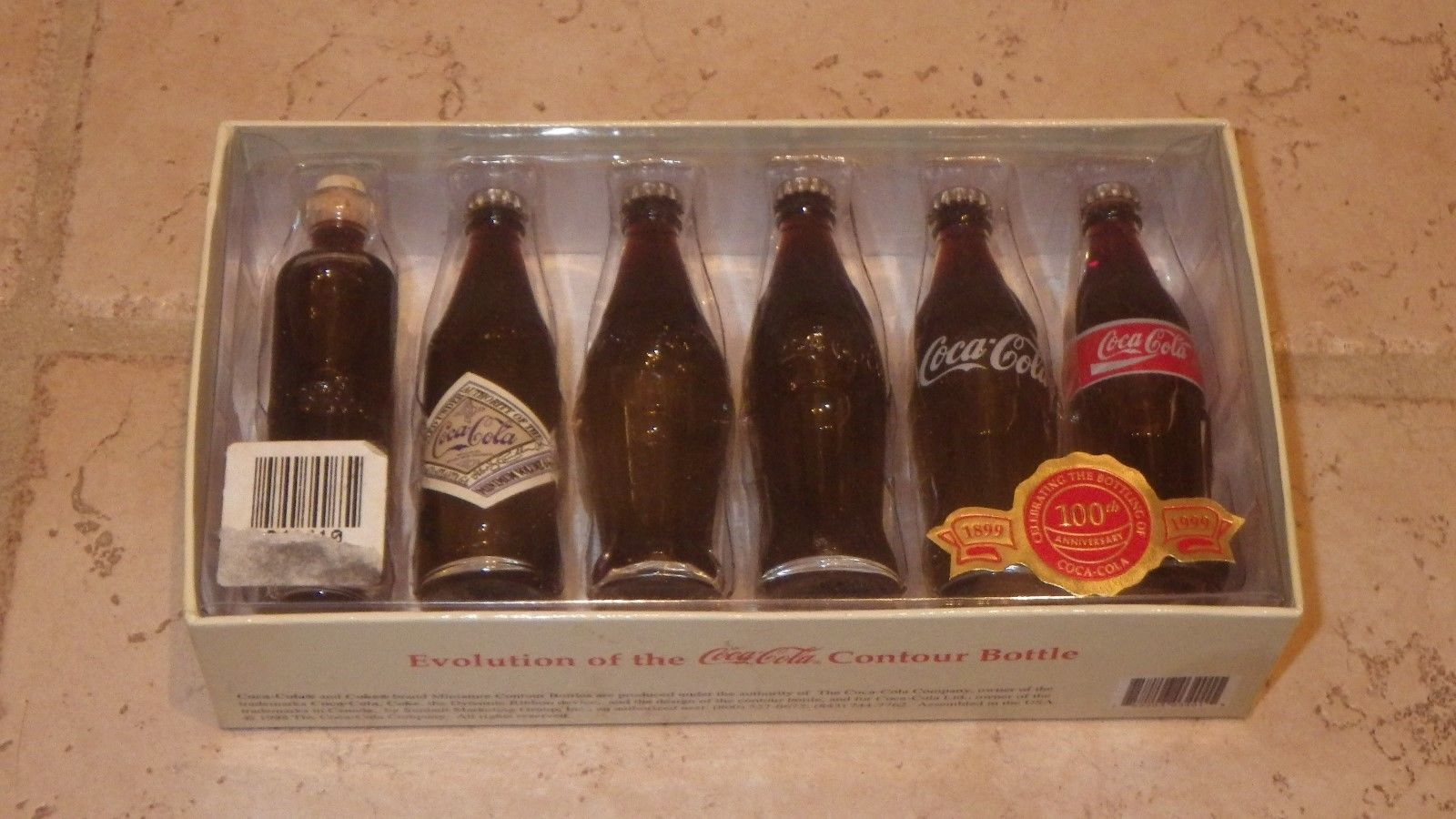 1998 COCACOLA MINI BOTTLE SET 100 YEAR ANNIVERSARY EVOLUTION OF