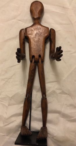 antique primitive carved wooden jointed folk art doll mannikin toy