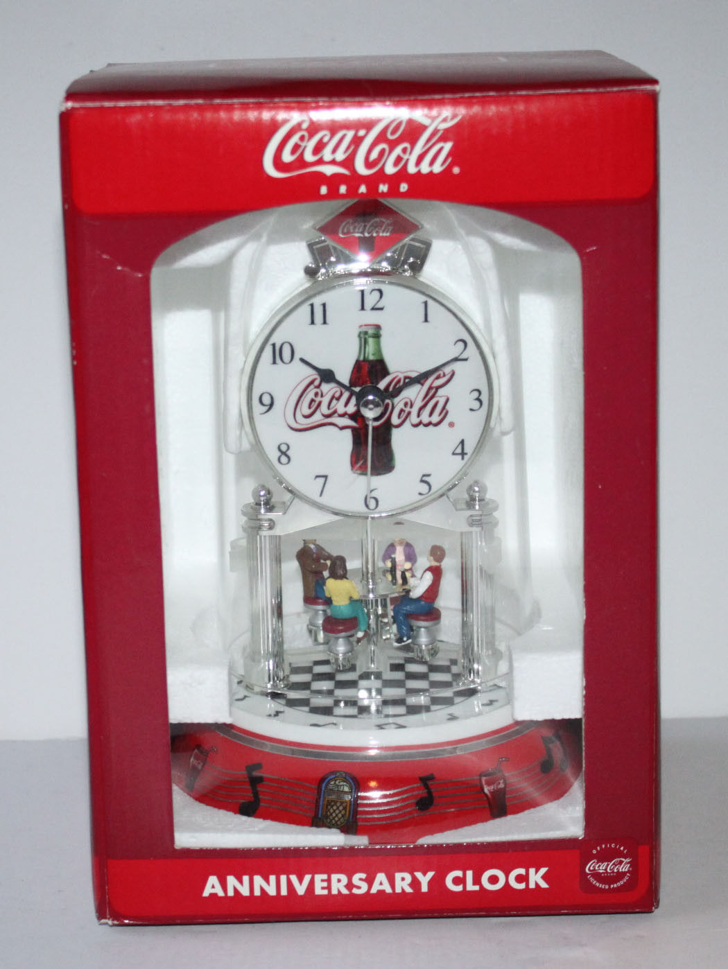 Vintage Coke Coca Cola Anniversary Clock New in Box 7" Revolving Soda