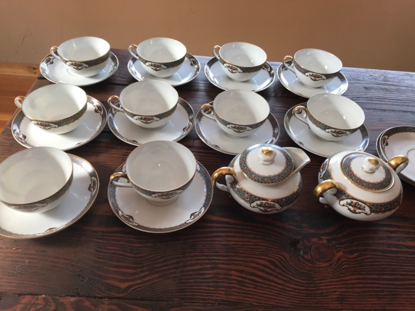 ROSENTHAL tea cup set of ten plus sugar and creamer old Virginia ...