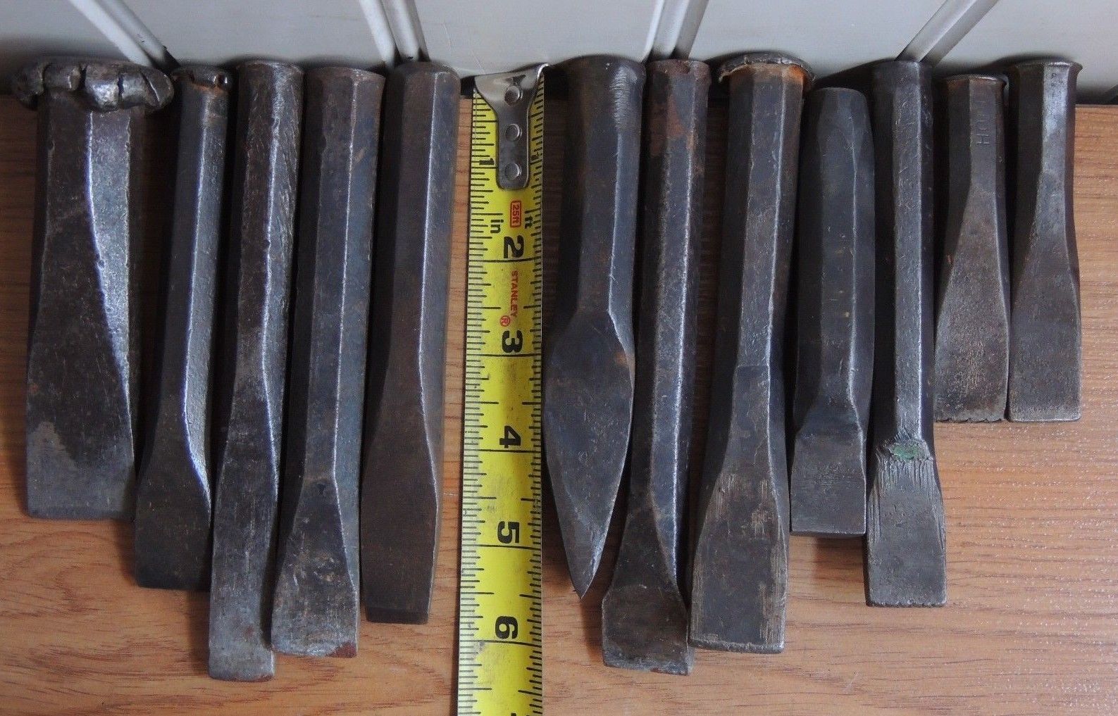 Vintage lot of 12 Cold Chisels Machinist Mechanic Stone Masonry Steel