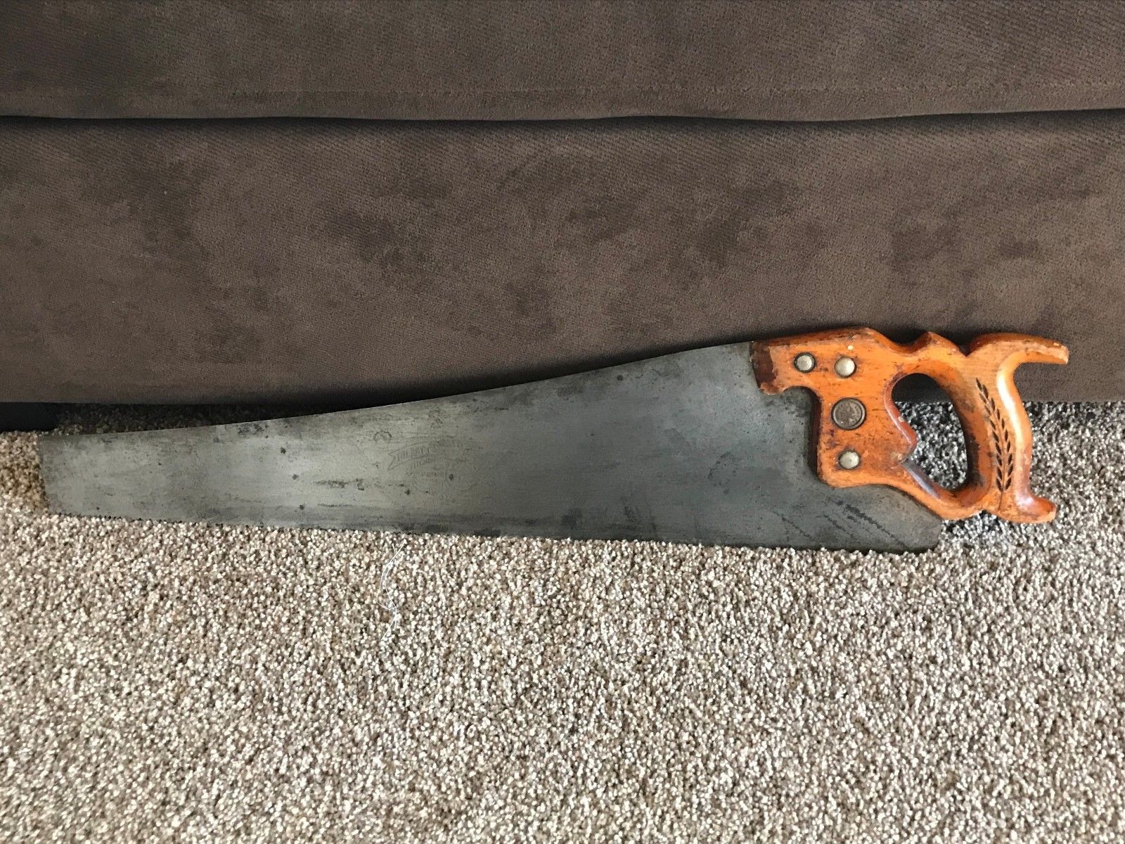 Antique VTG THE BAY STATE Panel RIP Saw Wood Hand Saw 8 ppi 24" WHEAT