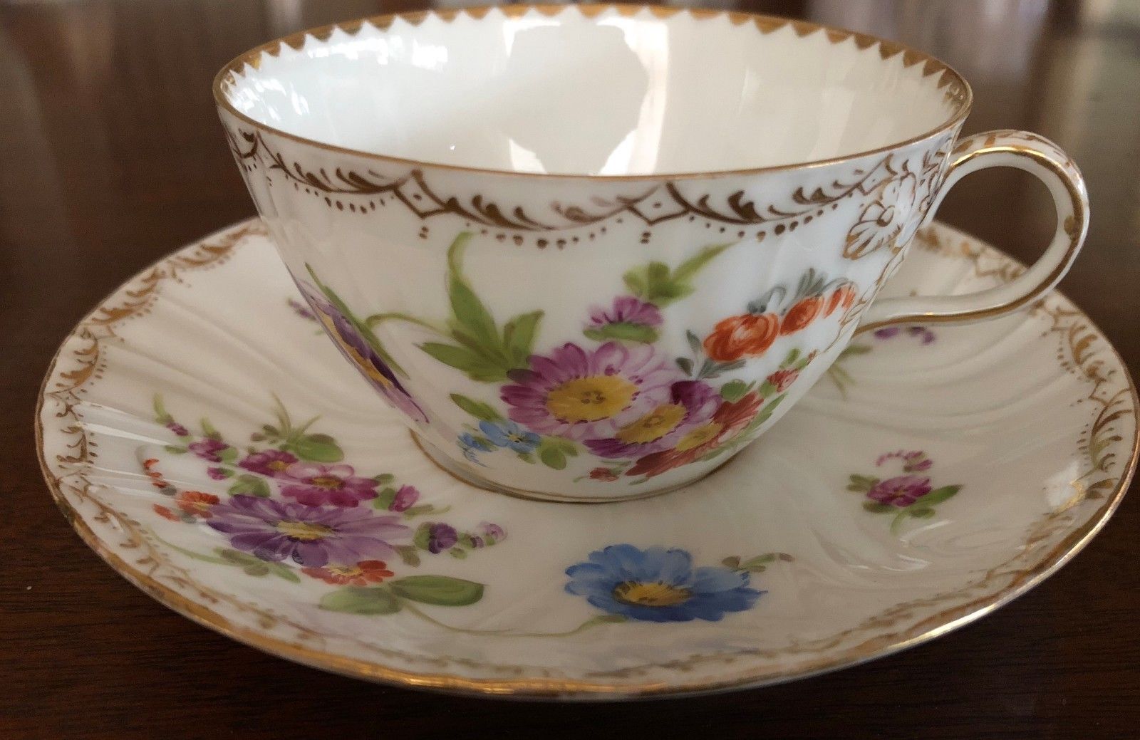 Dresden Richard Klemm Bone China hand painted antique cup and saucer