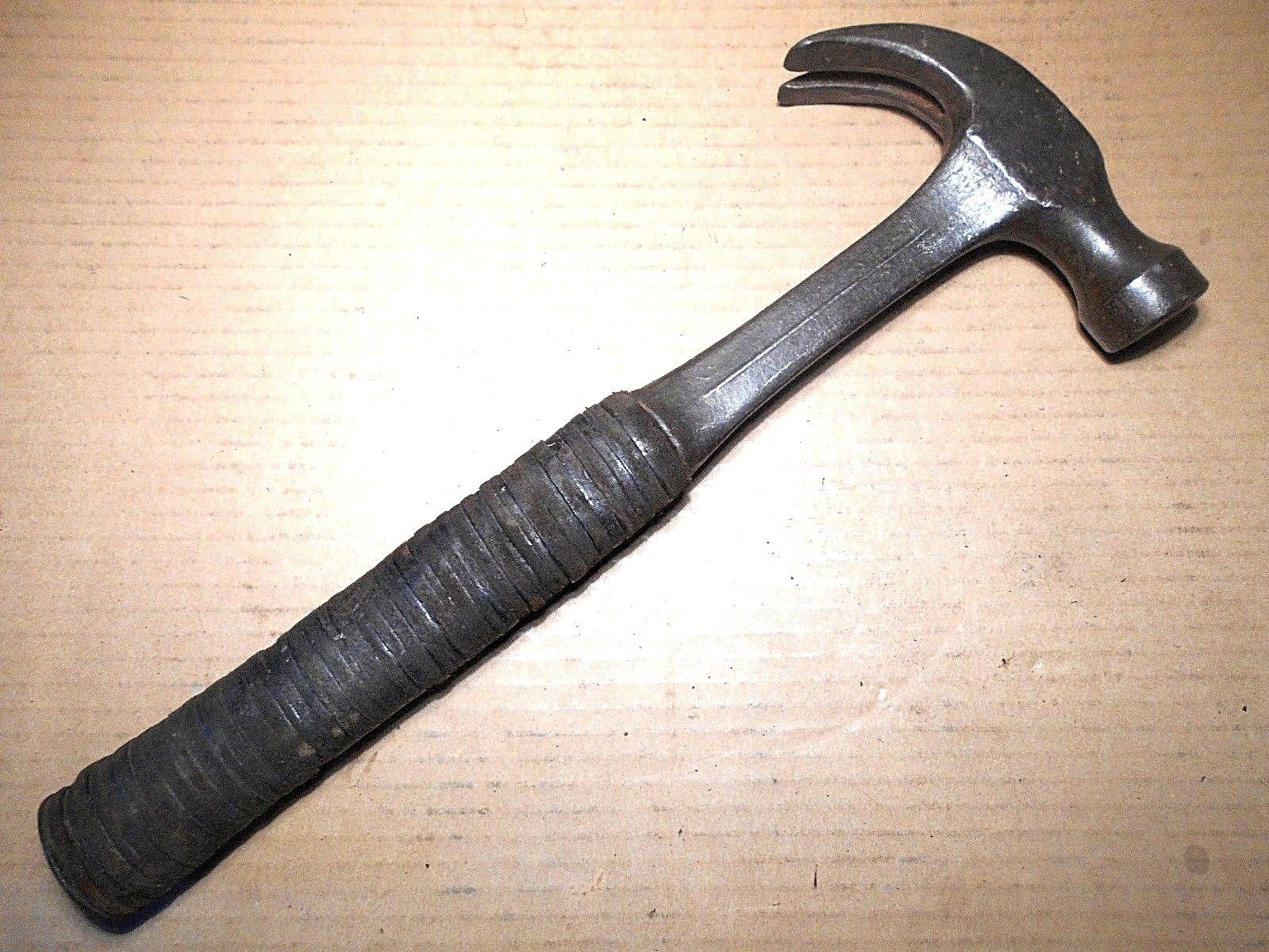 Vtg Estwing 20 Ounce Claw Hammer W/ Complete Stacked Leather Disc