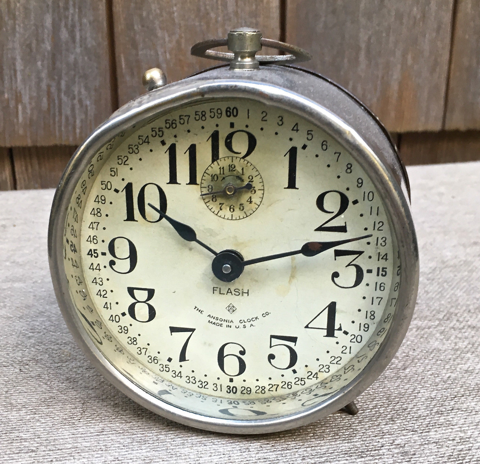 Antique Ansonia FLASH Montgomery Dial Alarm Clock Working Antique