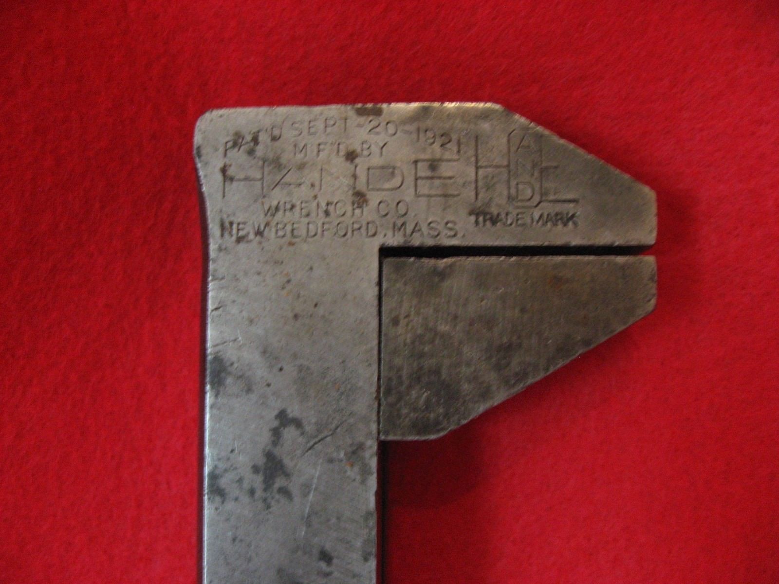 Vintage Pat 1921 Handle Sliding Adjustable Wrench Hande H & E Wrench