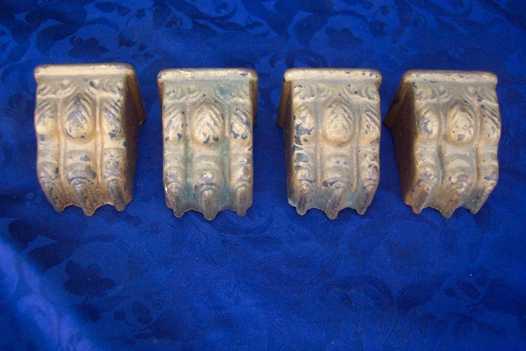 4 VINTAGE DUNCAN PHYFE CLAW FEET FOOT BRASS CAPS COVERS CASTER TABLE ANTIQUE Antique Price