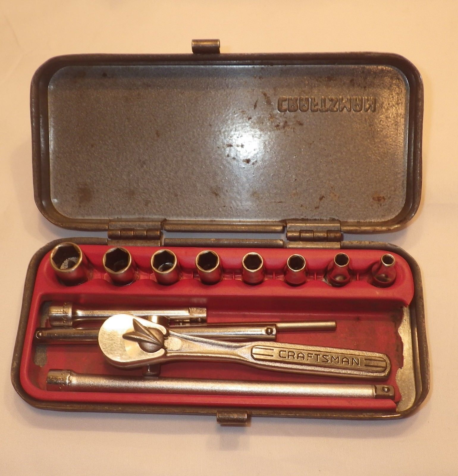 VINTAGE "CRAFTSMAN USA" =V= 1/4" DRIVE METRIC SOCKET RATCHET SET
