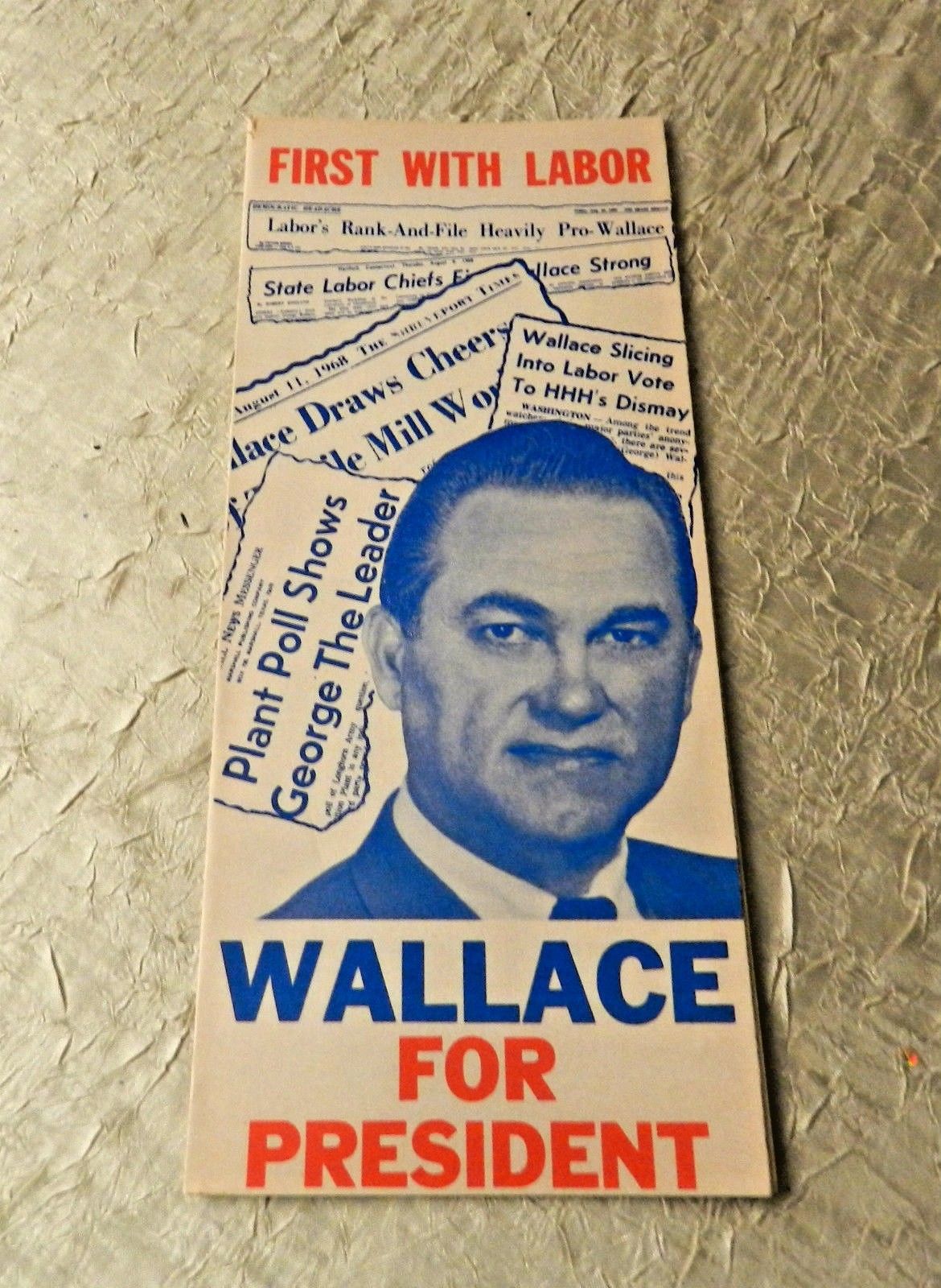 WALLACE FOR PRESIDENT FOLDOUT BROCHURE 1968 ORIGINAL UNION