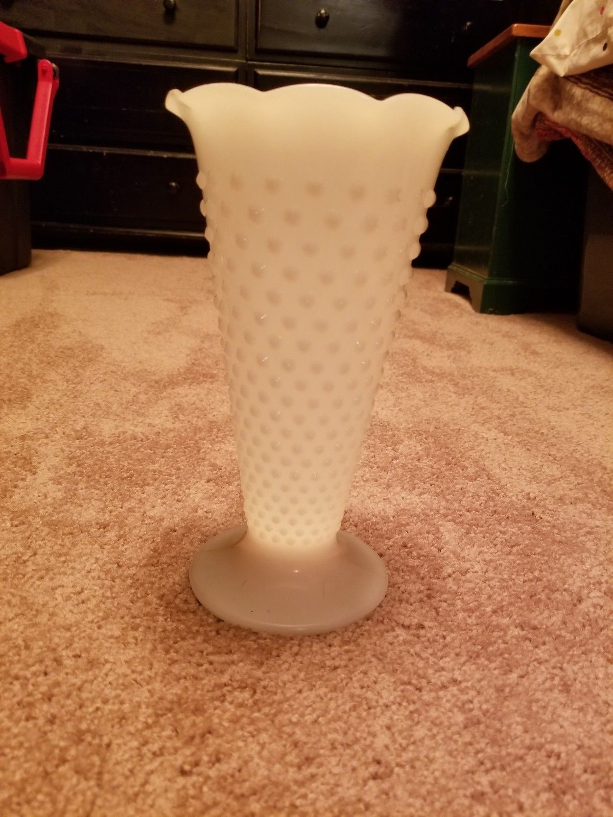Vintage Hobnail Milk Glass Vase, White Vase, Perfect Condition