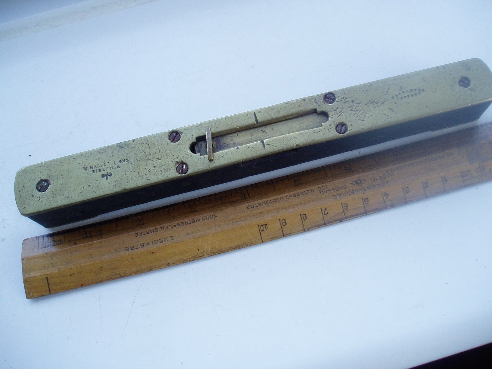 ANTIQUE BRASS EBONY SPIRIT LEVEL MARPLES HIBERNIA Antique Price
