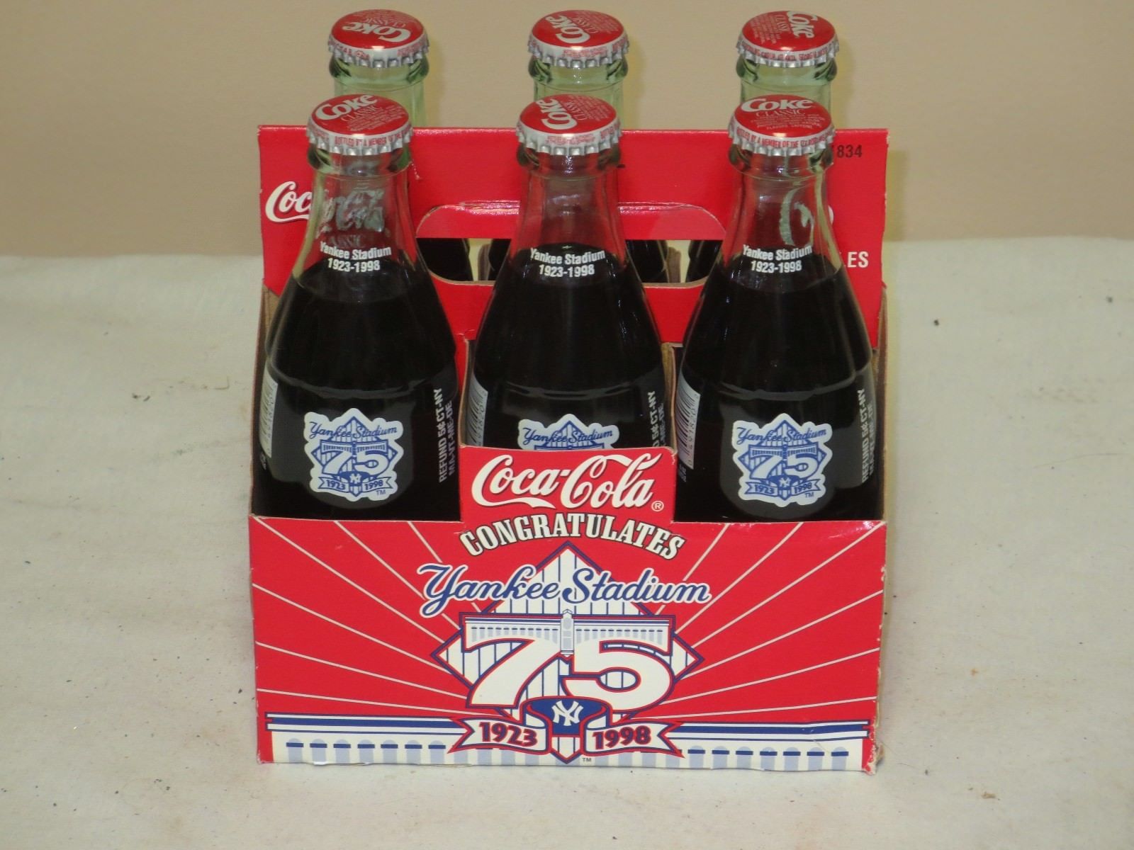 1998 COCA COLA 6 PACK YANKEE STADIUM 75TH ANNV. FULL NEVER OPENED