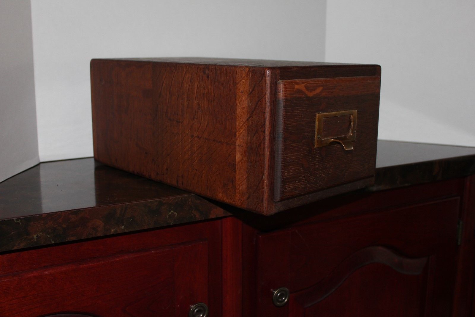 Antique Shaw Walker Oak Drawer Dovetailed Library Card File