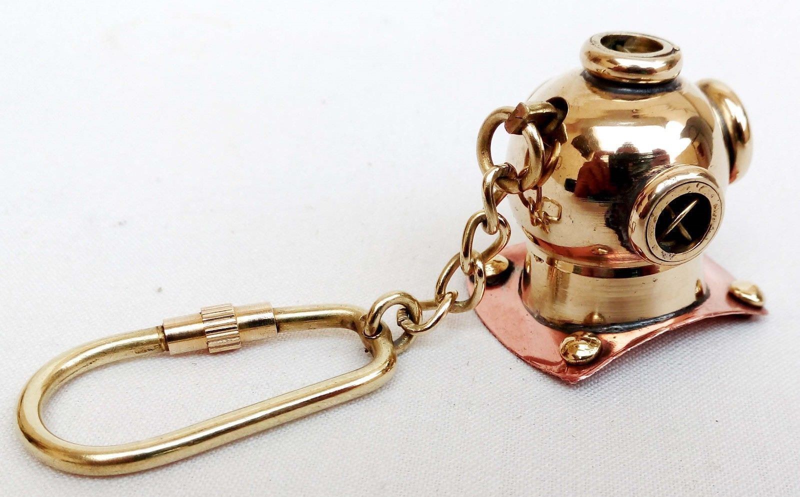 Nautical Brass Diving Helmet Key Chain Vintage Maritime Divers Helmet