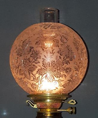Large Victorian Etched Glass Kerosene Paraffin Oil Lamp Ball Shade Large Victorian Etched Glass Kerosene