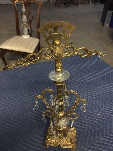 Vintage Tall Brass Marble Crystal Decorative Balance Justice