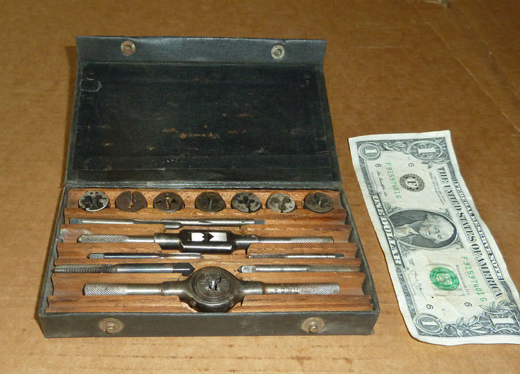 Vintage Small Tap & Die Set,GTD Wrench No.1850,Die Holder,Eyerard & GTD