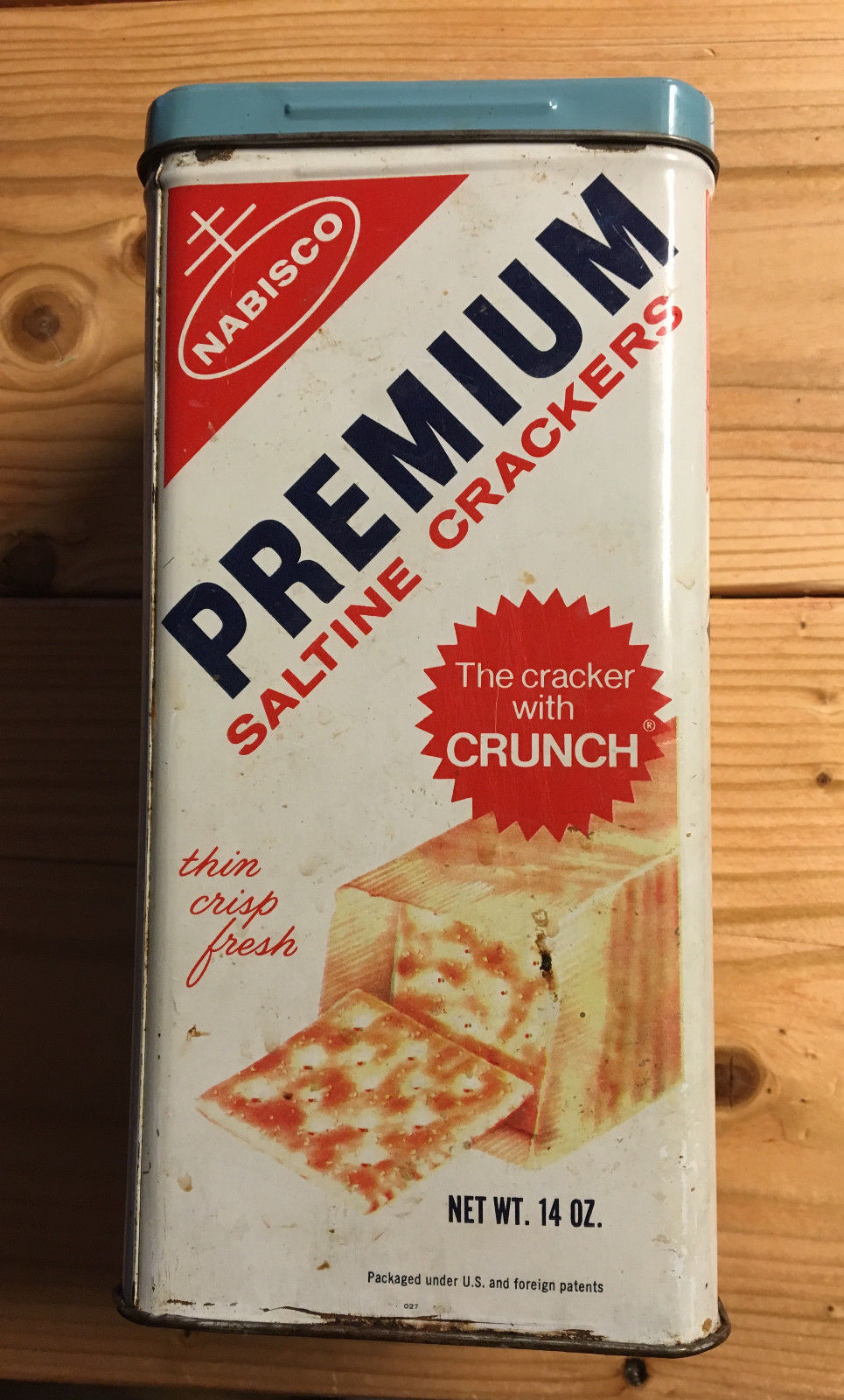 VINTAGE 1969 NABISCO PREMIUM SALTINE CRACKER TIN METAL CANISTER CAN BOX