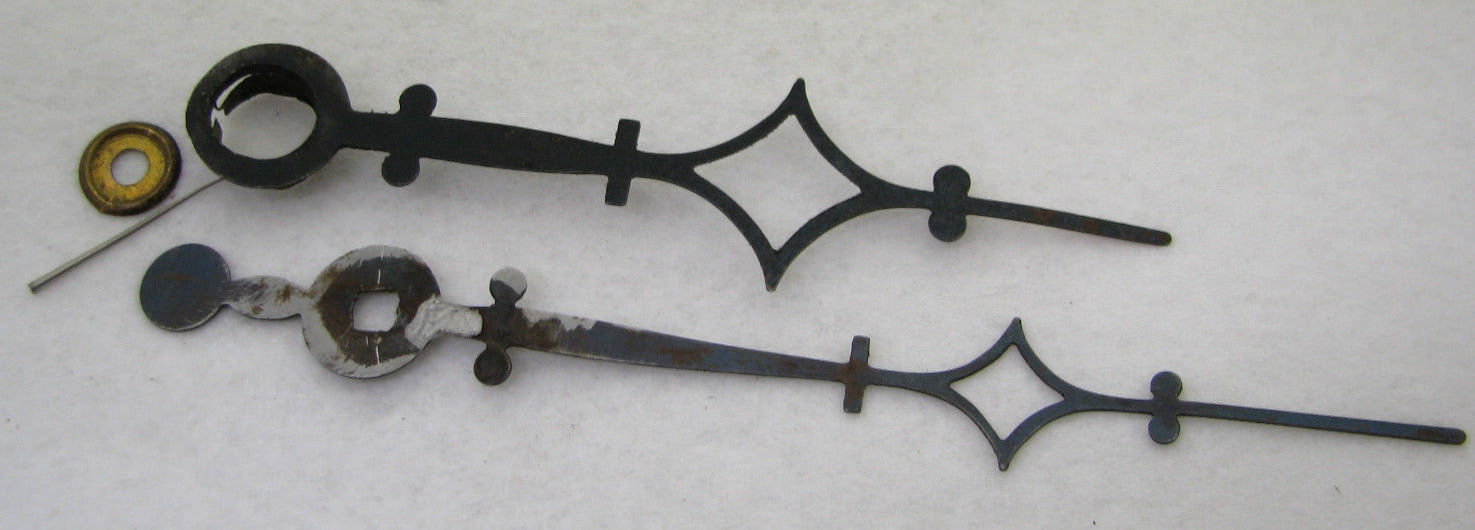 ANTIQUE TRIPLE DECKER WEIGHT DRIVEN CLOCK HANDS SET FOR PARTS REPAIR