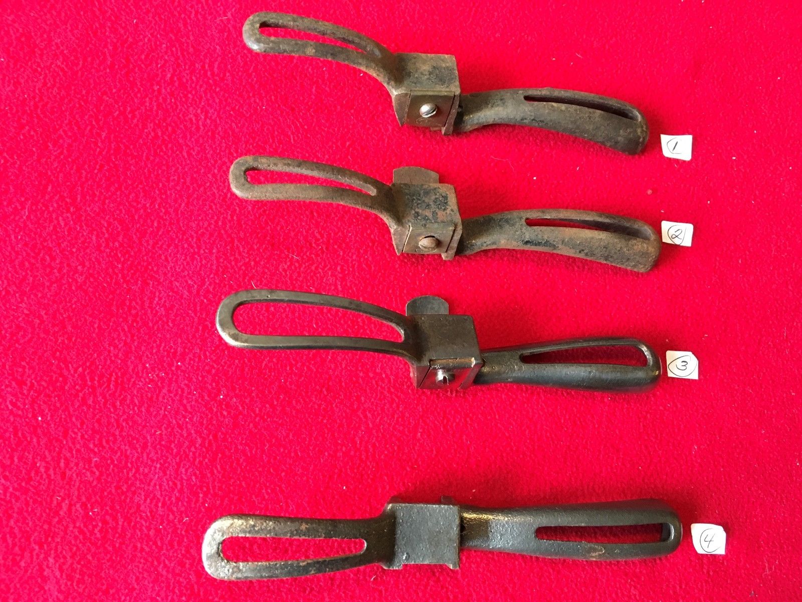 VINTAGE BOOT AND SHOE MAKERS TOOLS. LOT OF 4 IRON HEEL SHAVES ...