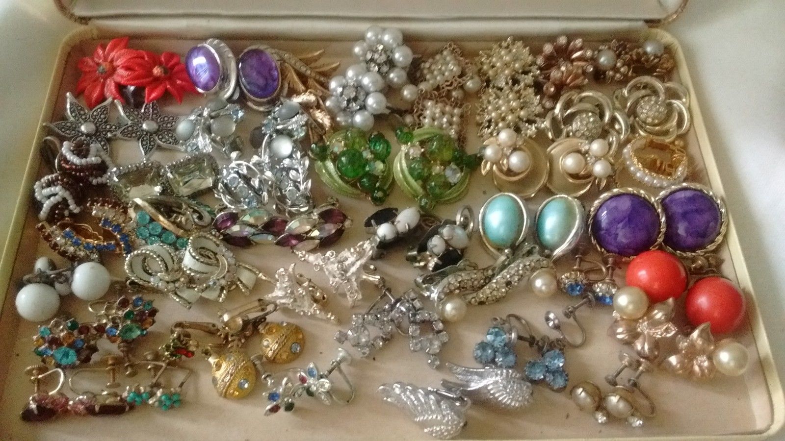 Estate Collection Lot Vintage Antique Earrings Clip On Screw Back