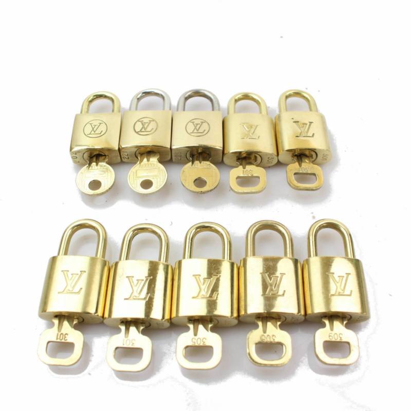 Authentic Louis Vuitton Padlock Set of 10Pairs Gold 250672 Antique