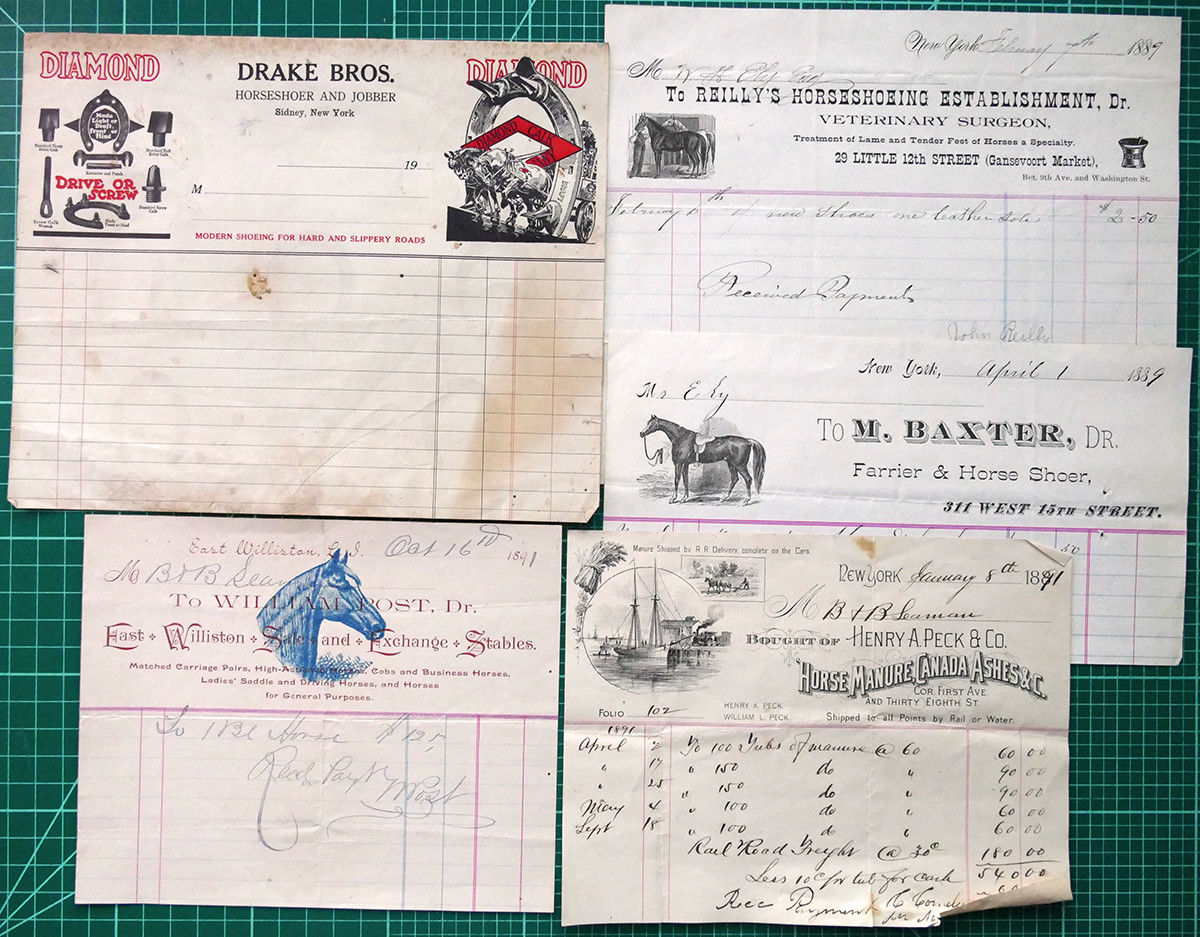 5 Antique Horse Farrier Equestrian Stable Receipts 1880''s No Reserve ...