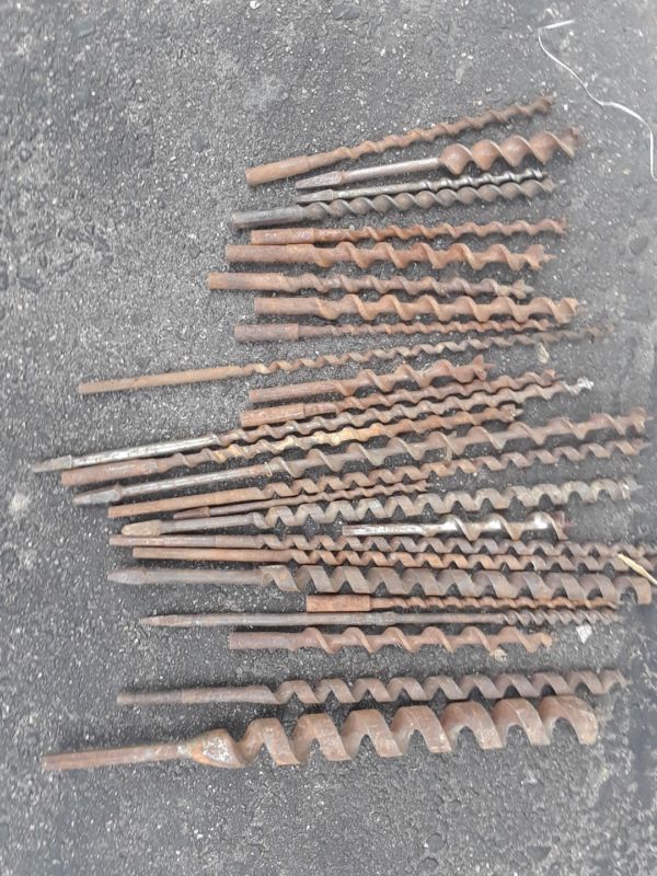 27 Vintage wood boring auger drill bits all sizes all lengths