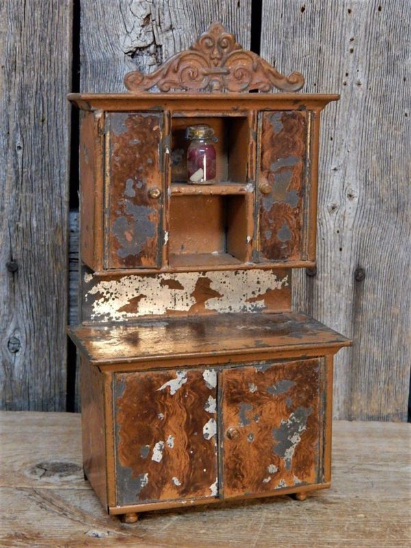 Antique Primitive Miniature Tin Cabinet Jelly Cupboard Germany
