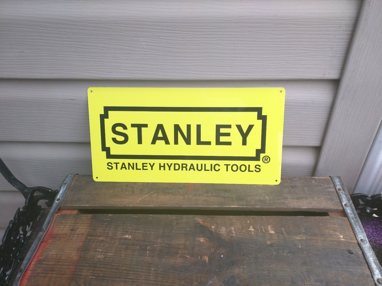 Stanley Metal Sign Quality Tools Garage Mechanic Shop 6x12" 50138