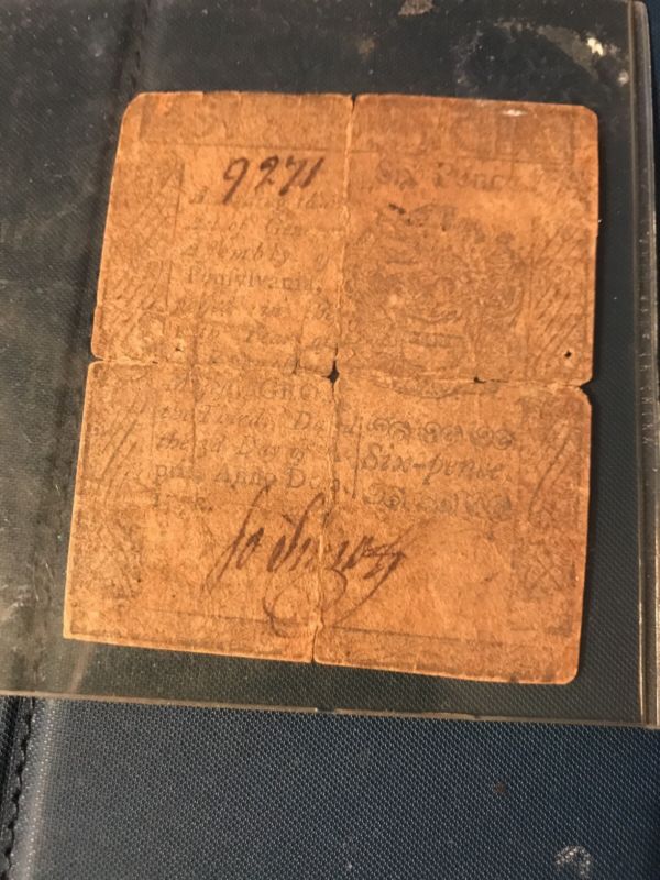 Revolutionary War 18th Century Pa Six Pence 1772 Colonial Currency Well