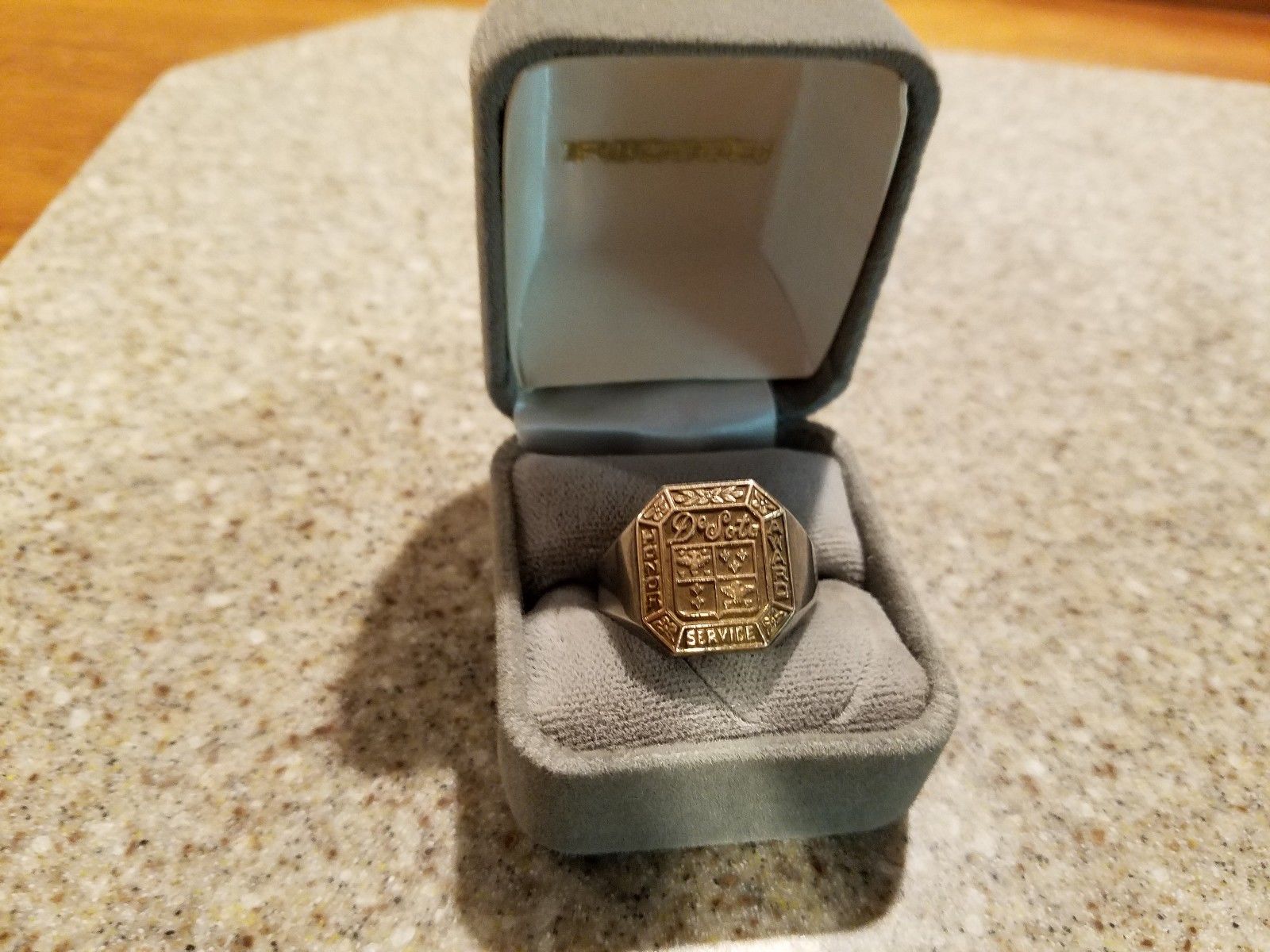 Vintage Desoto Employee Service Honor Award Ring Marked Sterling 