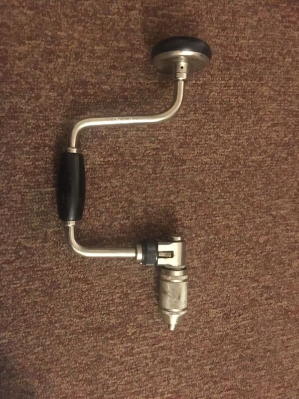 Vintage Stanley No. 923 10 inch Ratcheting Brace Drill Wood Tool Hand