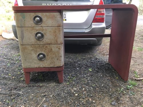 Mid Century Atomic Age Norman Bel Geddes Three Drawer Steel Desk