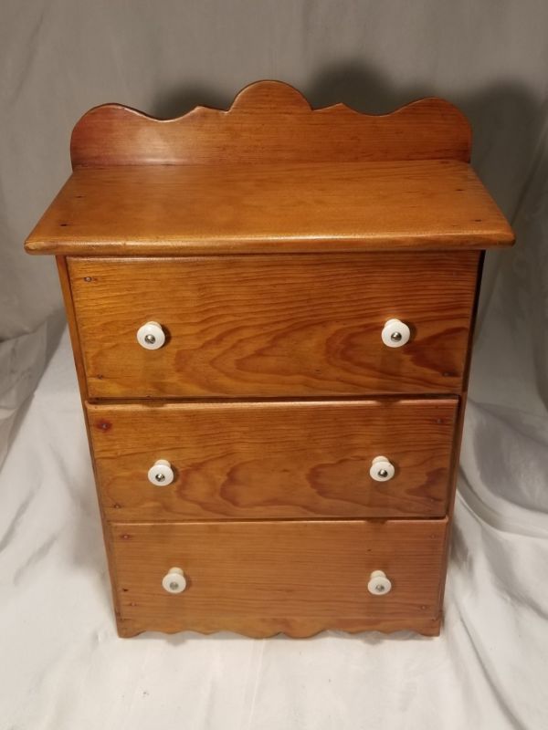Antique Primitive Wood Mini Salesman Sample Furniture Chest
