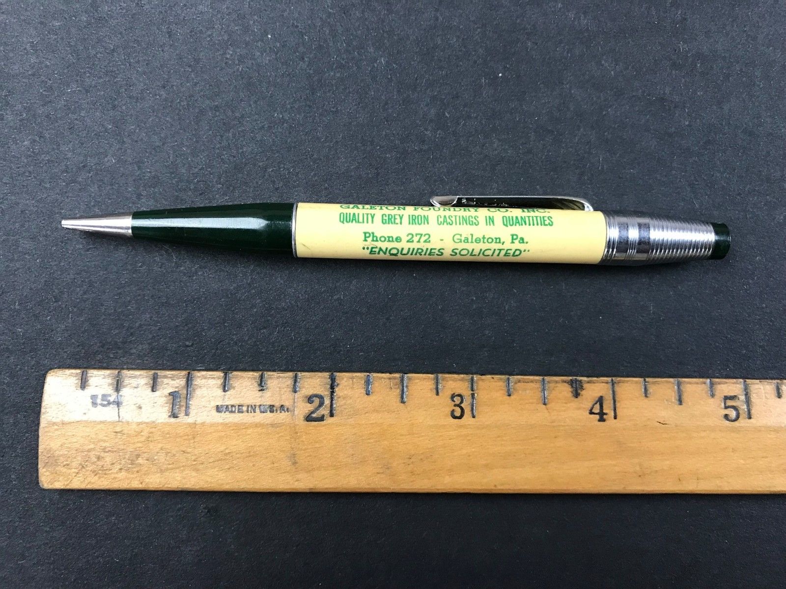 Galeton PA Foundry Co Metal Casting Grey Iron Advertising MECHANICAL AUTO PENCIL Antique