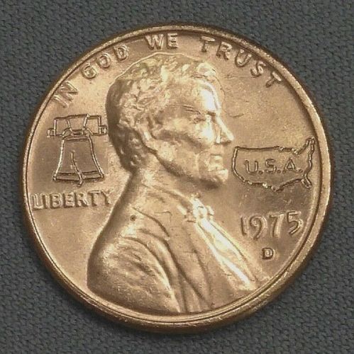 Rare Unique 1975 Penny WITH U S MAP LIBERTY BELL US Collection 